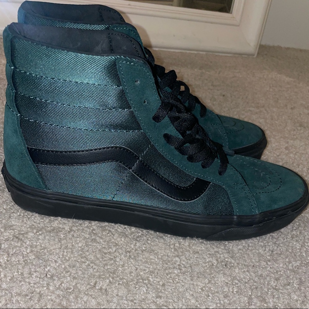 Vans Sk8 Hi Tops - Suede/Metallic, Forest Green
